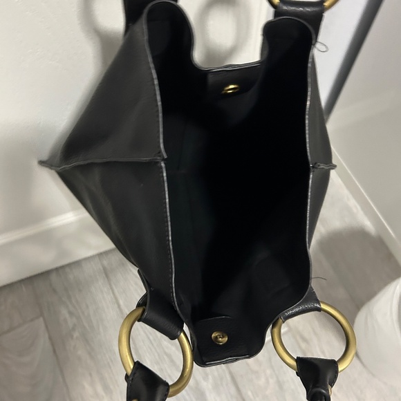 NWOT! Women's Black Leather Purse/Tote - Picture 6 of 7